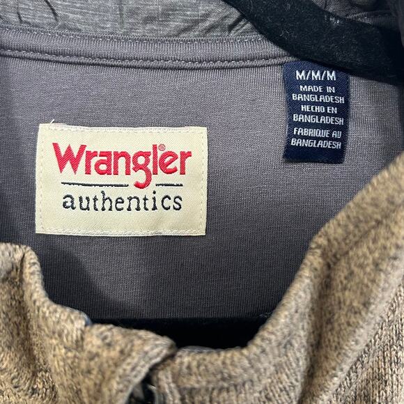 Wrangler Authentics Long Sleeve Fleece Quarter Zip Pullover NWT Men's Sz M Brown - Picture 4 of 6